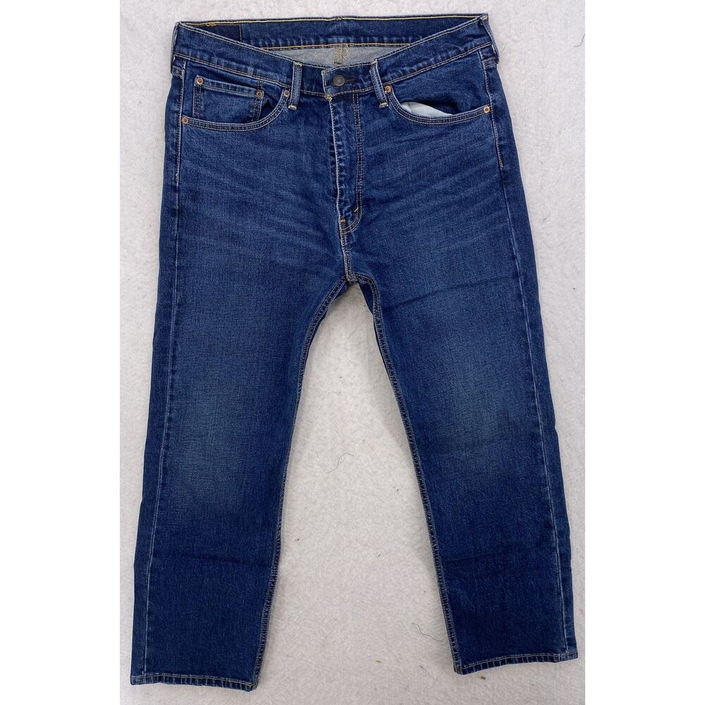 Levi’s 505 Regular Fit Jeans Mens 36x30 Blue Stretch Dark Wash Straight 00505-14